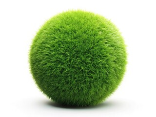 Green Grass Ball, Isolated Sphere, Lush Grass Orb, Nature Photography, 3D Render, Stock Photo,  White Background, Isolated Object, Spring, Summer,  Green Background