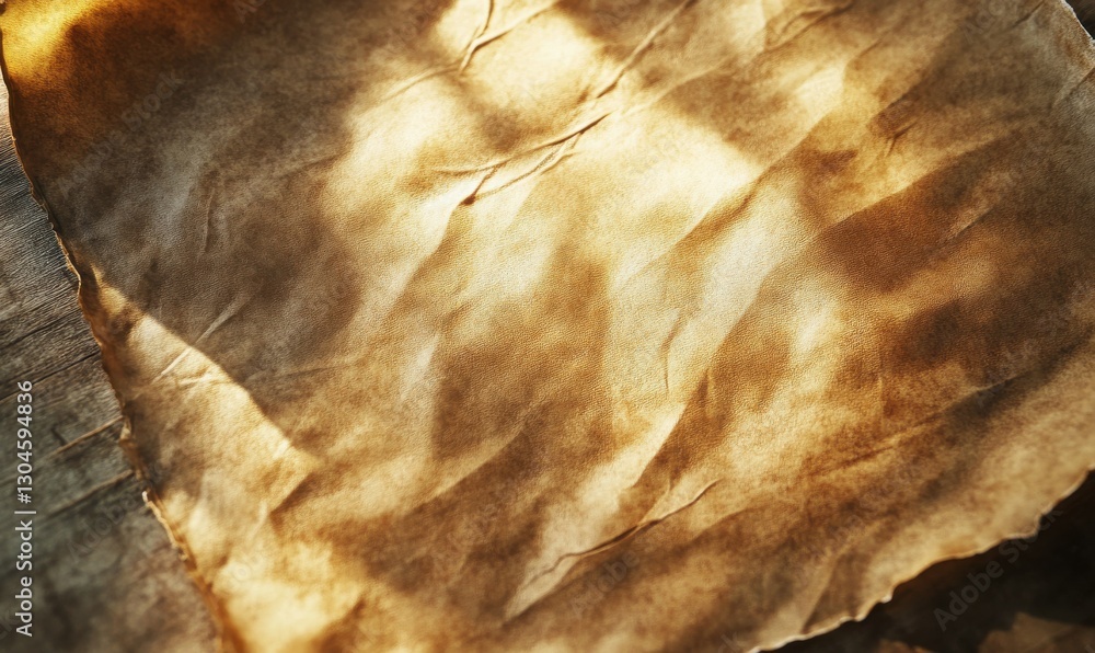 Poster rustic parchment paper illuminated by warm diffused light, creating a textured and vintage aesthetic