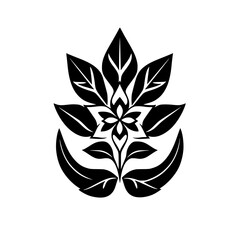 Geometric Black and White Leaf Arrangement: symmetrical botanical design.