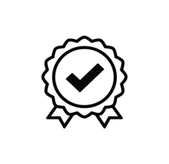 Certification Badge Icon with Checkmark Symbol for Quality and Approval