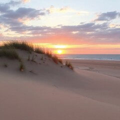Coucher de soleil sur des dunes