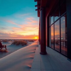 Coucher de soleil sur des dunes