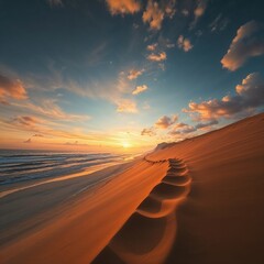 Coucher de soleil sur des dunes