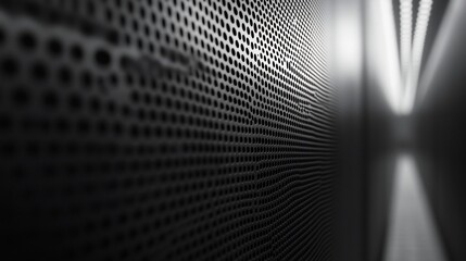 Perforated metal wall, hallway, light, texture, abstract, background, modern, architecture, design, interior