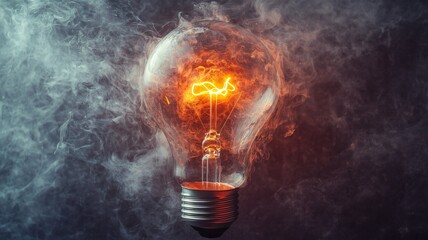 Futuristic Light Bulb with Swirling Filaments Symbolizing Innovative Business Solutions