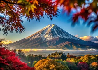 Fototapeta premium Intricate macro reveals Mount Fuji's volcanic texture, showcasing its detailed landscape and high depth of field.