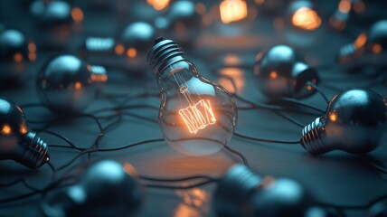 Dominant Light Bulb with Glow Effect Symbolizing Corporate Innovation and Success