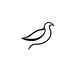 Simple line drawing of a black dove against a white background.