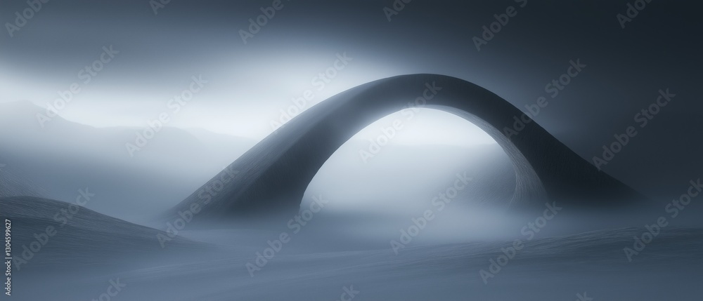 Poster digital art piece that appears to be a landscape photograph. it is a dark blue color with a gradient