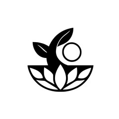 Black and White Vector Illustration of stylized plant on a white background.