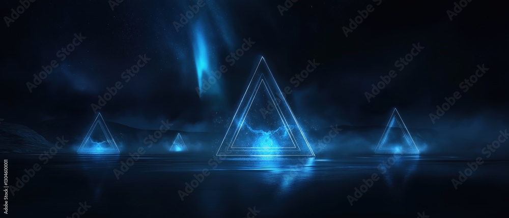Poster digital art piece that appears to be a night scene with a dark background. in the center of the imag