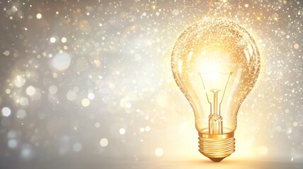 Inspiring Light Bulb on Smooth Gray Gradient Background for Corporate Innovation and Growth