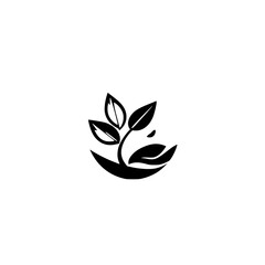 Simple stylized graphic of black leaves, showcasing a minimalist design.