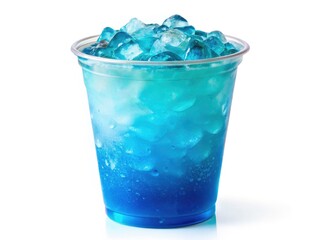 Italian Soda Blue Hawaiian Summer Drink, Refreshing Beverage in To-Go Cup, Isolated White Background