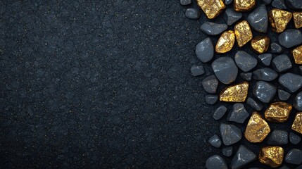 Fototapeta premium Textured background with gray and golden stones