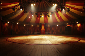 3D rendering of an empty circus big top stage