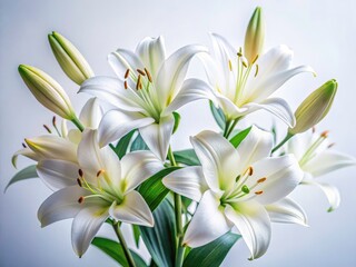 Obraz premium Lilies White Background Architectural Photography: Stunning Floral Still Life Images