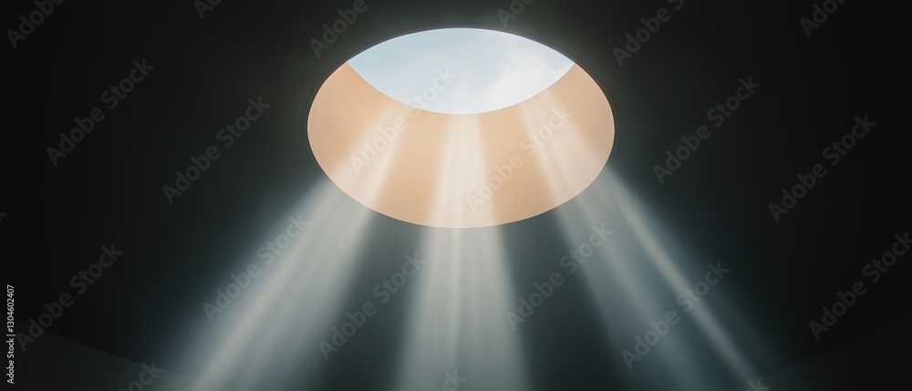Poster digital illustration of a circular light fixture with a black background. the light fixture is in th
