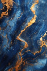 Luxurious abstract art with flowing blue and gold hues creating a mesmerizing and elegant pattern for modern design and artistic backdrop