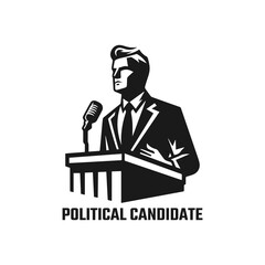 Political candidate black and white logo vector illustration