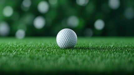 Obraz premium Close-up of a golf ball on lush green grass