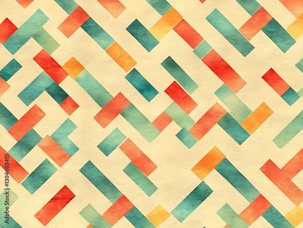 Poster watercolor geometric pattern design with overlapping rectangular shapes