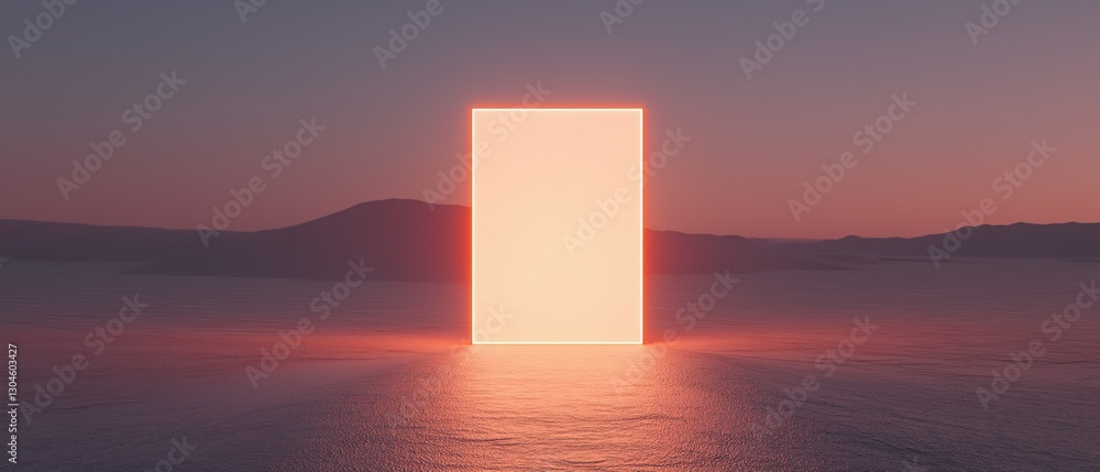 Poster photograph of a rectangular object in the middle of a vast body of water.