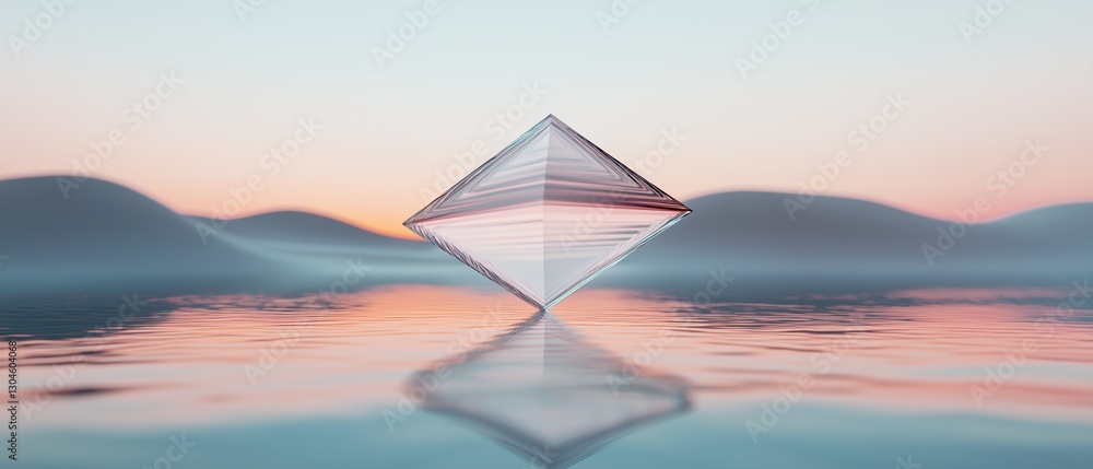 Aufkleber digital illustration of a diamond-shaped object floating on the surface of a body of water. the diam