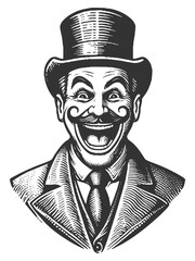 Laughing Man in Top Hat raster illustration
