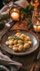 Rosemary Gnocchi on Rustic Table Setting