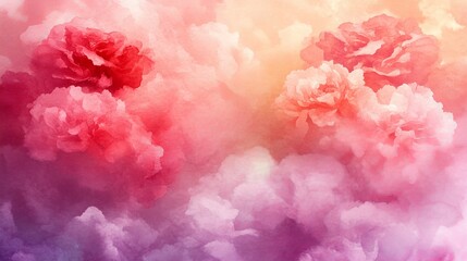 Fototapeta premium Dreamy Pastel Abstract Floral Background, Watercolor Painting, Soft Edges, Copyspace Design