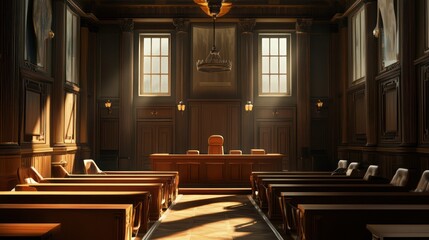 Fototapeta premium Grand Courtroom: Sunlight Illuminates Justice