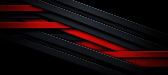 Fototapeta premium A sleek, modern design featuring layered black and red stripes, creating a striking contrast against a dark background.