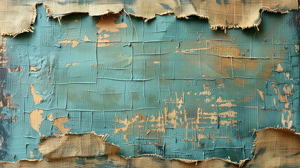 Teal and Beige Peeling Paint Texture on Weathered Surface