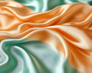 Peach-mint silk fabric draping