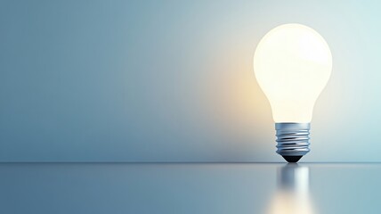 Luminous Light Bulb with Soft Glow and Reflection Representing Breakthrough Strategies