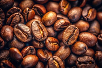 Naklejka premium Soaring drone captures intimate espresso bean detail; aerial coffee artistry.