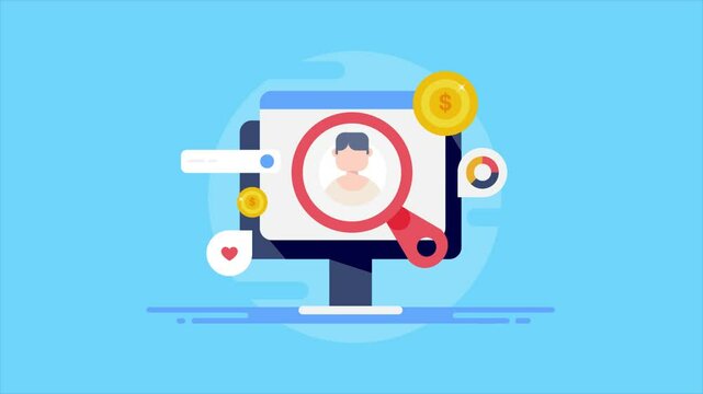 Customer research, and audience targeting ad campaign on social media, business technology concept.