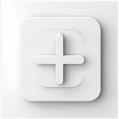 Obraz premium Simple geometric plus symbol in 3D relief against a square backdrop; minimalist design conveying addition positivity or helpful assistance