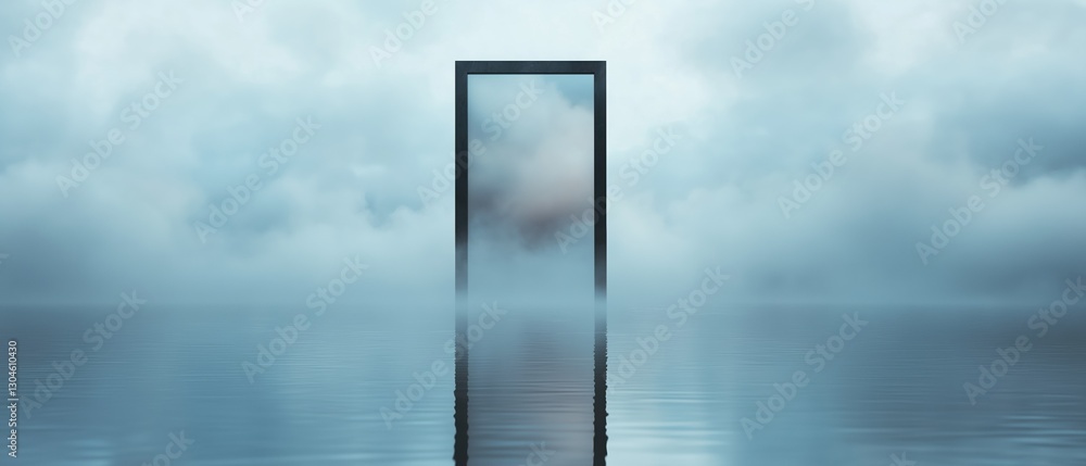 Poster tall, rectangular structure standing in the middle of a body of water. the structure appears to be m