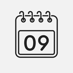 Vector icon page calendar - day 9