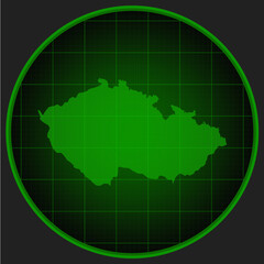 Vector map Czech on the radar green screen
