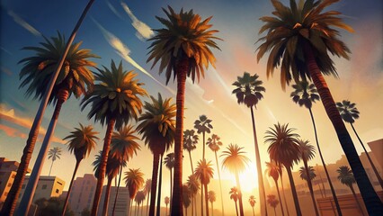 Fototapeta premium Los Angeles Palm Trees: Candid Sun-Drenched Scene