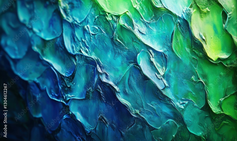 Poster vibrant gradient texture transitioning from blue to green, glowing softly under diffused light for a