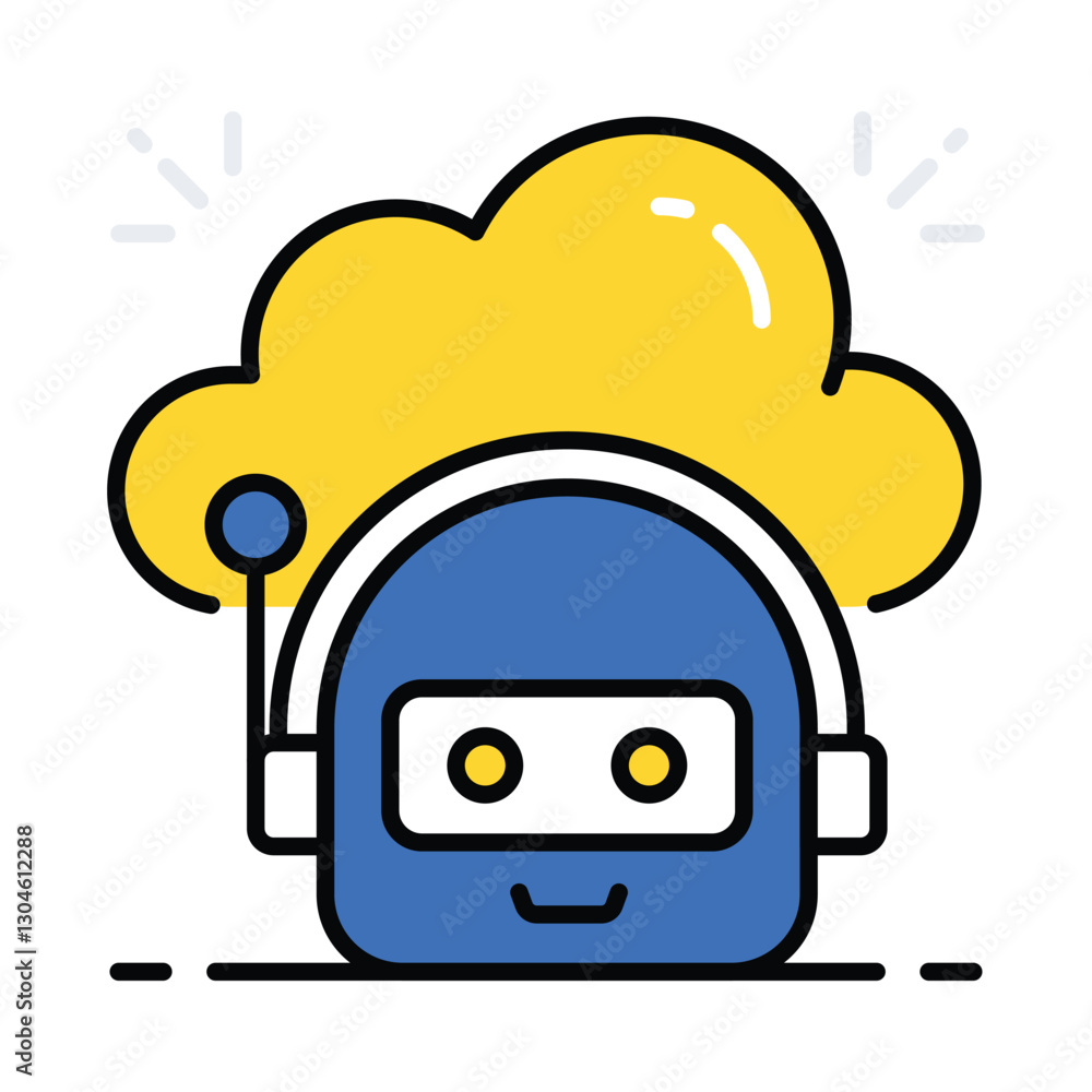 Poster cloud robot vector filled outline icon. eps 10 file