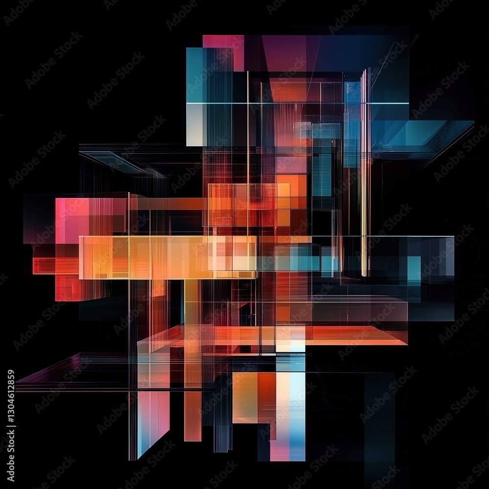Poster abstract geometric design with a modern colorful and dynamic visual appeal set against a striking