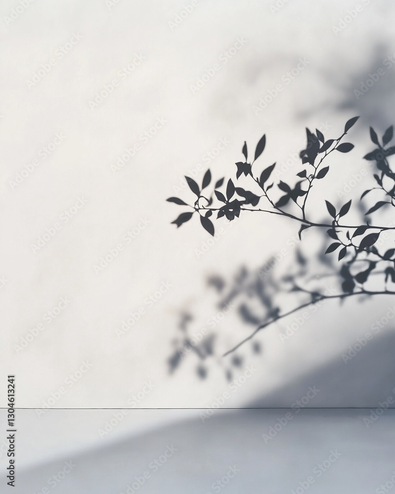 Aufkleber black and white photograph of a branch with leaves. the branch is on the right side of the image and