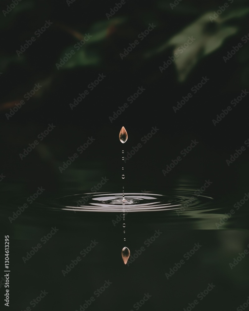 Aufkleber close-up of a single drop of water falling into a body of water. the drop is in the center of the im