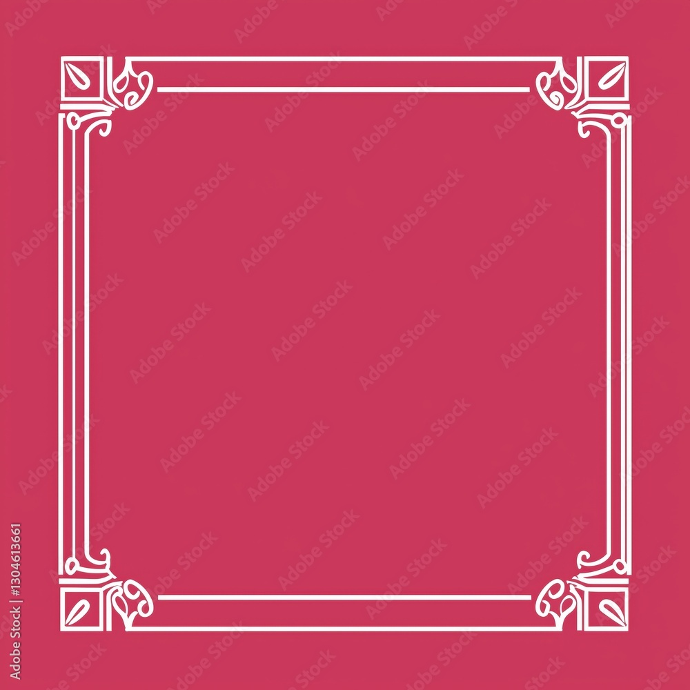 Poster elegant frame on a deep pink background suitable for invitations or graphic design projects with its