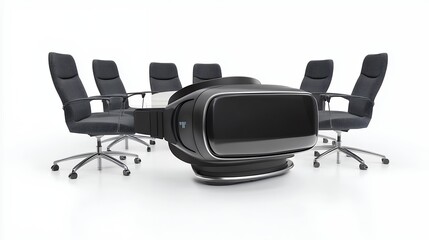 Fototapeta premium Black VR Headset on Modern Office Table